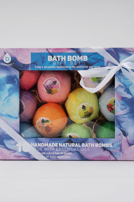 10-Piece Natural Bath Bomb Gift Set – Handmade Aromatherapy Bath Bombs with Essential Oils, 4.1 oz Each