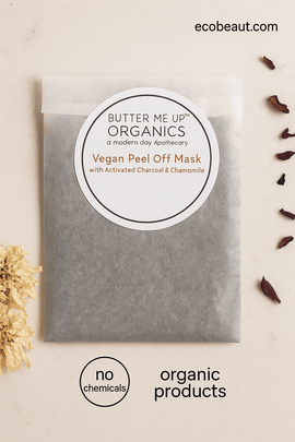 Butter Me Up Organics Vegan Peel Off Mask with Activated Charcoal and Chamomile – eco-friendly packaging with no chemicals and organic ingredients, ecobeaut.com