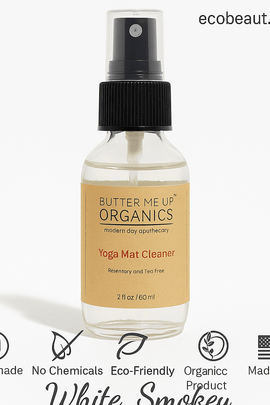 Butter Me Up Organics Yoga Mat Cleaner bottle with label on a white background