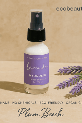 Lavender Hydrosol Aromatherapy Pillow Spray – Relax and Unwind in a clear spray bottle with lavender flowers.