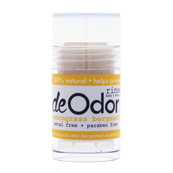 Natural lemongrass bergamot deodorant in clear stick packaging, aluminum-free and paraben-free eco-friendly deodorant from ecobeaut.com made in USA