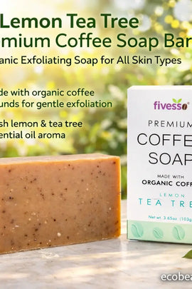 Lemon Tea Tree Premium Coffee Soap Bar – Organic Exfoliating Soap for All Skin Types