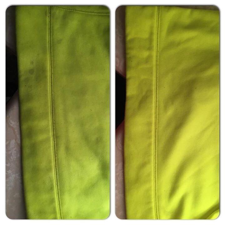 Two green fabric samples with a visible seam on a plain background