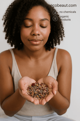 African-American woman using organic sitz bath herbs for postpartum care – gentle healing botanical soak by ecobeaut.com