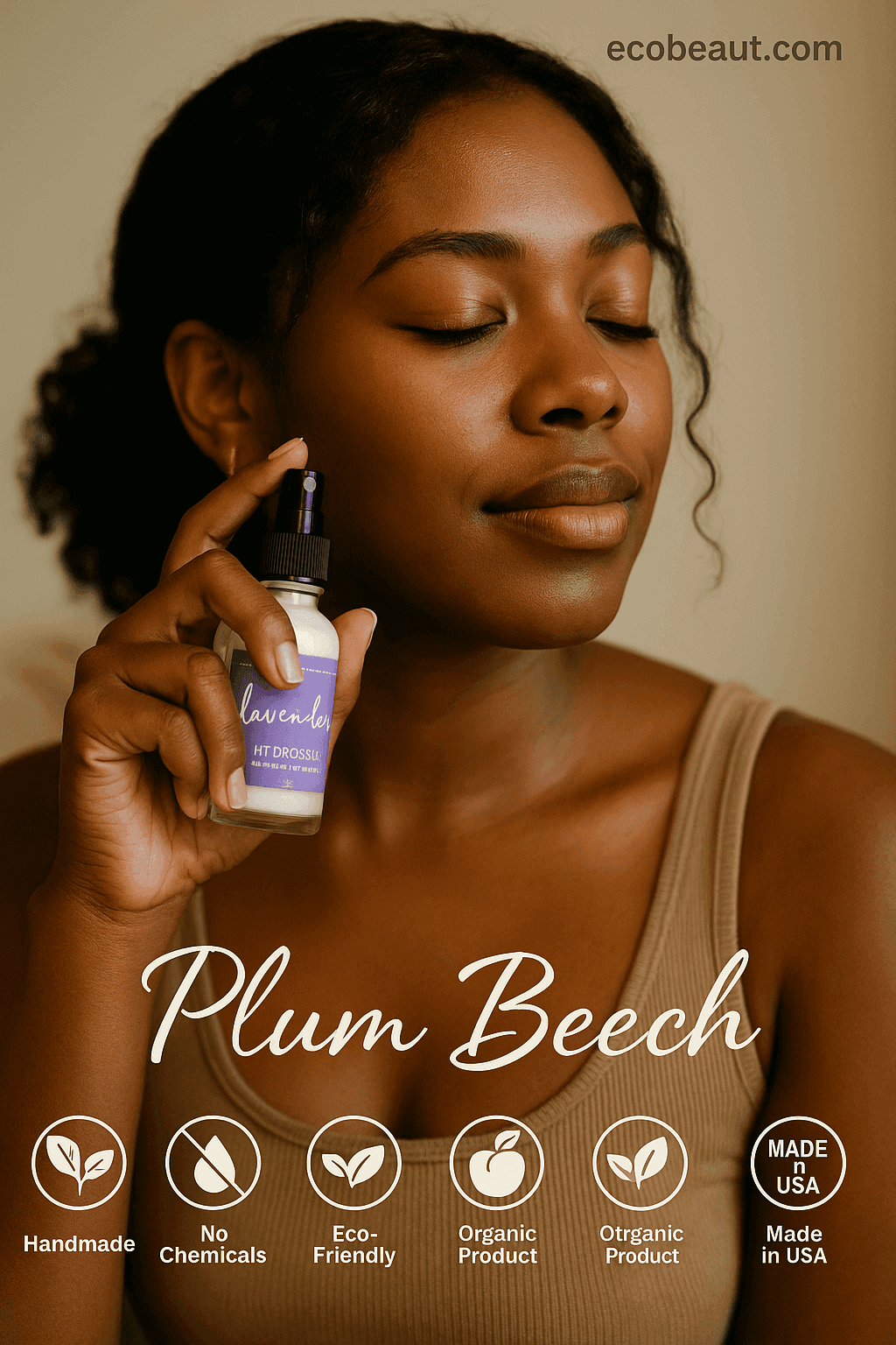 Lavender Hydrosol Aromatherapy Pillow Spray – Relax and Unwind held by a woman, promoting calm and restful sleep.