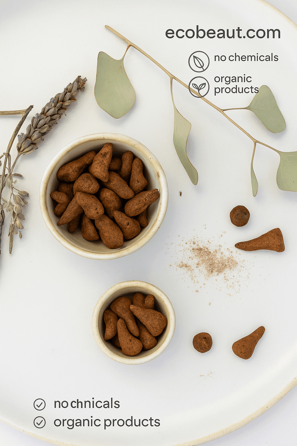 Beautifully presented Organic Sitz Tea with dried flowers and herbs – natural postpartum relief blend, marked as no chemicals and organic products at ecobeaut.com