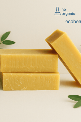 Citrus Zest organic soap bars stacked with green leaves – natural beer shampoo and body bar, no chemicals, from ecobeaut.com