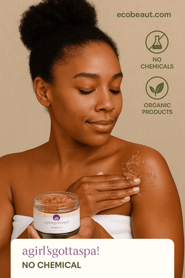 Synergy Himalayan Salt Body Scrub – Detoxify, Exfoliate & Hydrate Naturally being applied on skin by a woman.