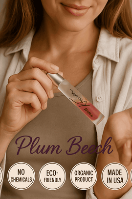 Known Rollerball Perfume – Embrace Your Essence in a woman's hand with Plum Beech fragrance, showcasing eco-friendly attributes.