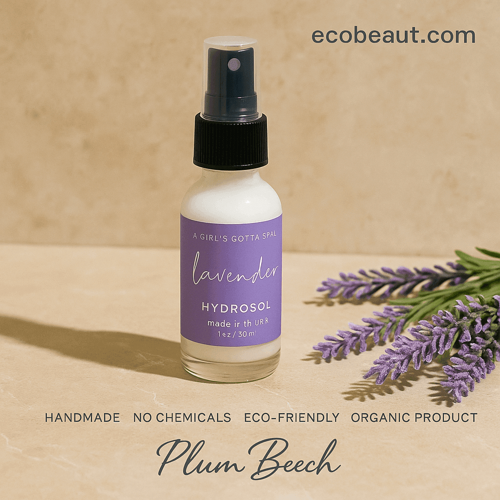 Lavender Hydrosol Aromatherapy Pillow Spray – Relax and Unwind in a clear spray bottle with lavender flowers.