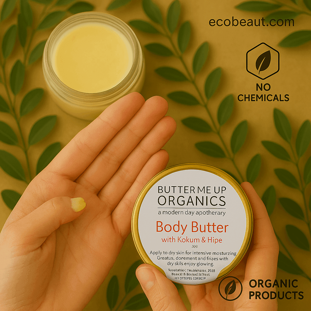 Organic body butter application with Kokum & Illipe – no chemicals – ecobeaut.com