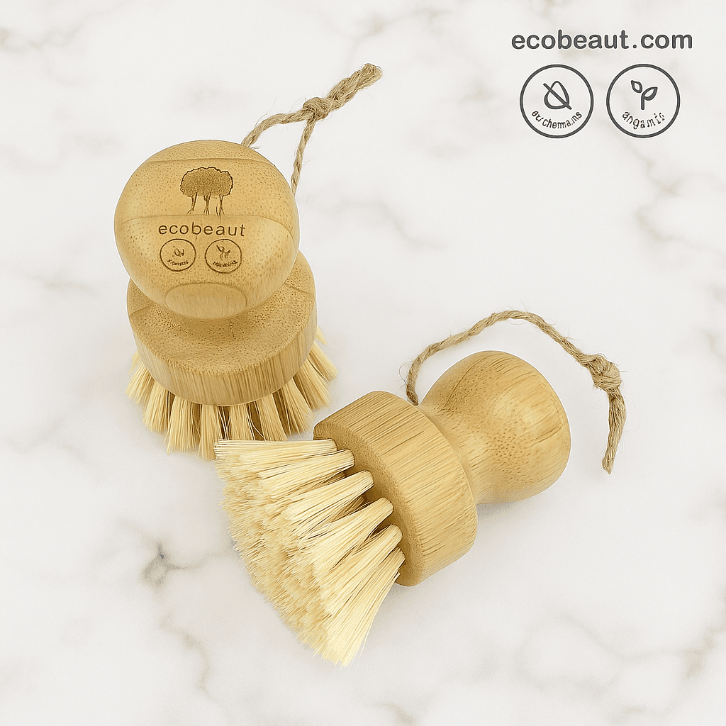 Set of 3 eco-friendly dish sponges – natural loofah, plastic-free, compostable kitchen cleaning sponges with kraft labels