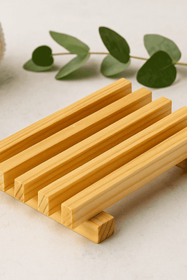Stylish wooden soap dish made from natural wood on a light background — perfect for extending soap life. ecobeaut.com