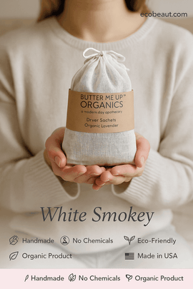 Woman using natural lavender dryer sachets in laundry room – Sustainable, Handmade, Chemical-Free, Organic Product, Made in USA – ecobeaut.com