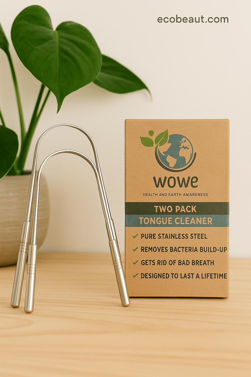 Wowe stainless steel tongue cleaners with eco-friendly packaging - ecobeaut.com