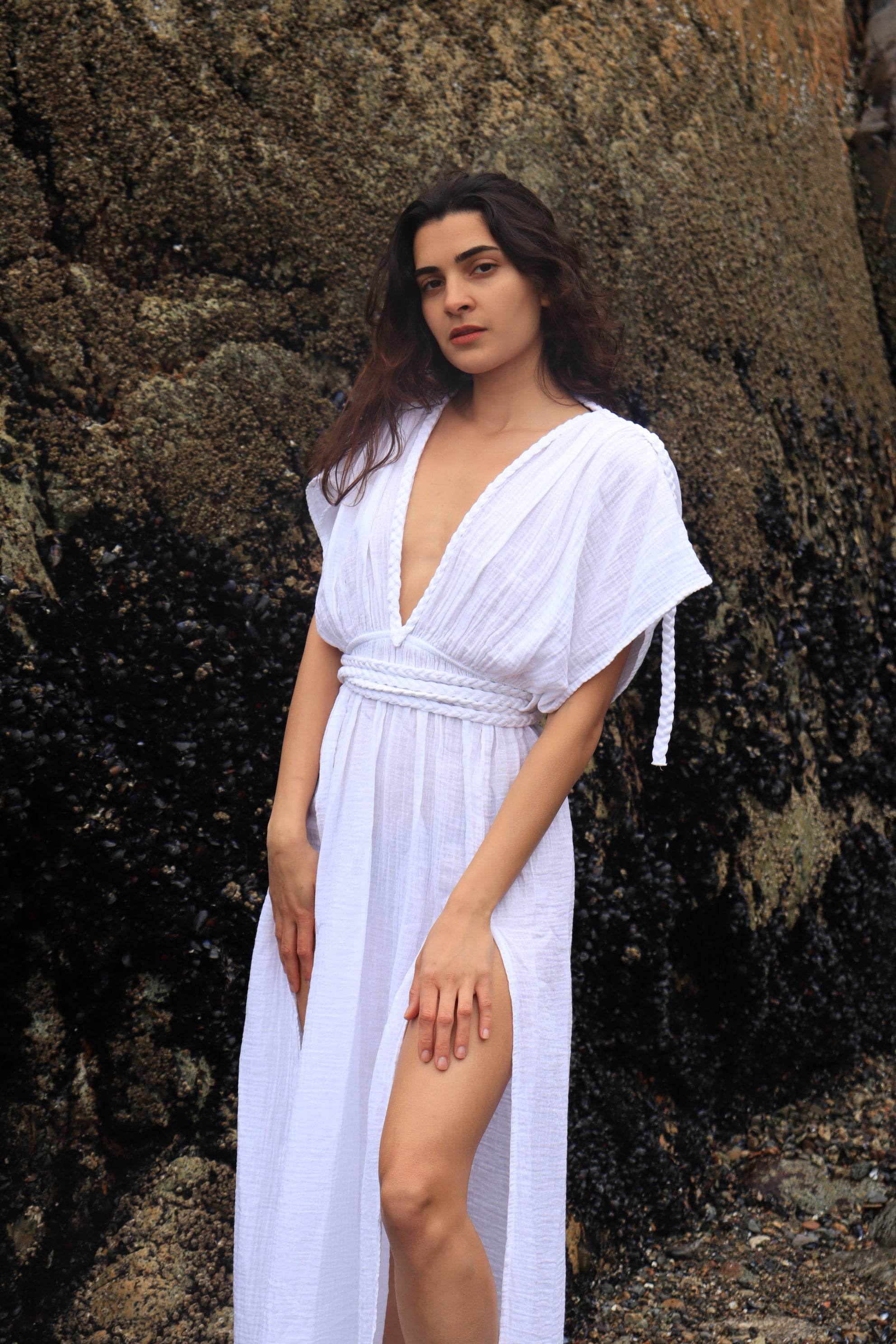 Boho Cotton Slit Summer Maxi Dress – Organic Cotton Goddess Style
