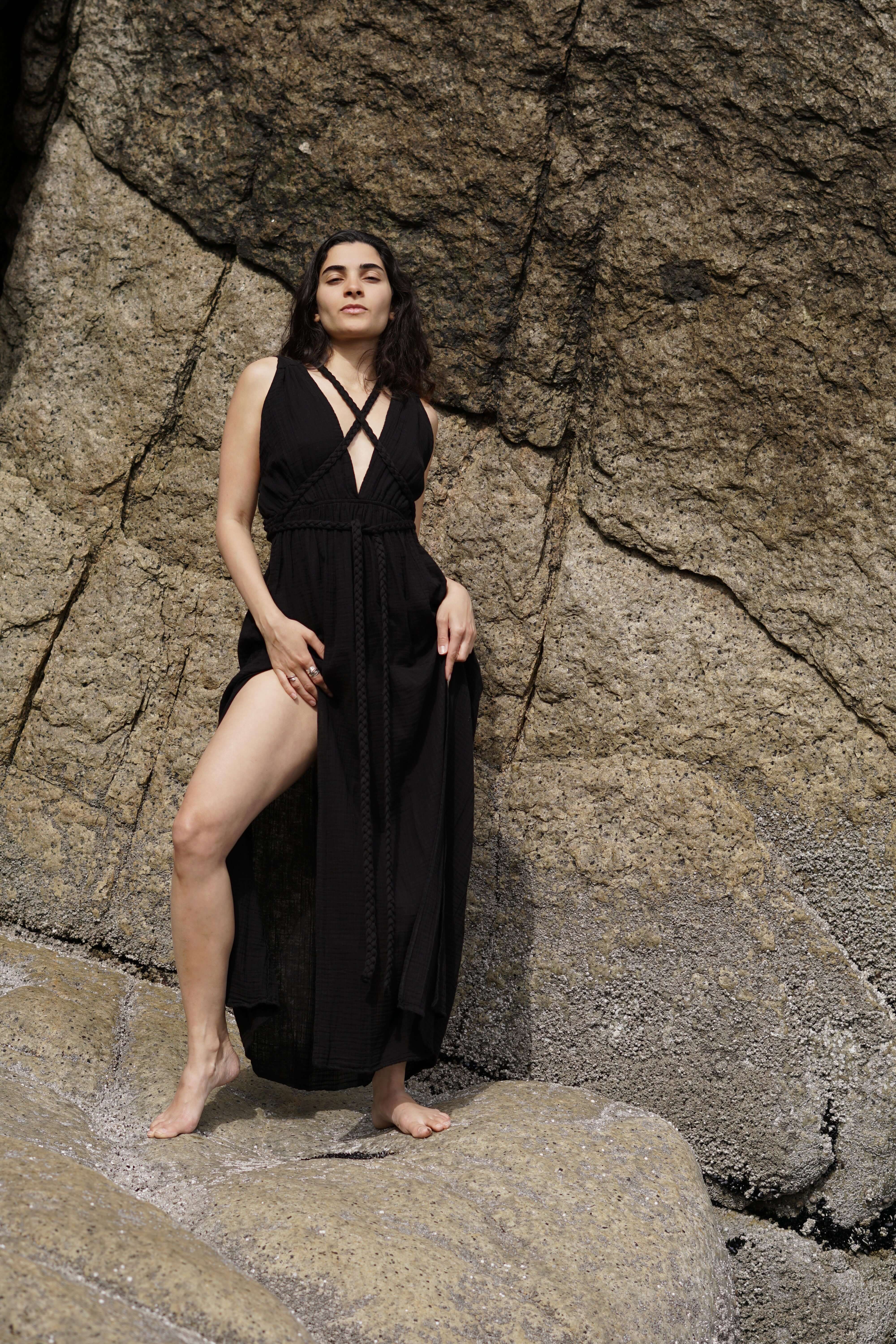 Beige Cotton Breathable Summer Maxi Dress – Organic Elegance for Special Occasions