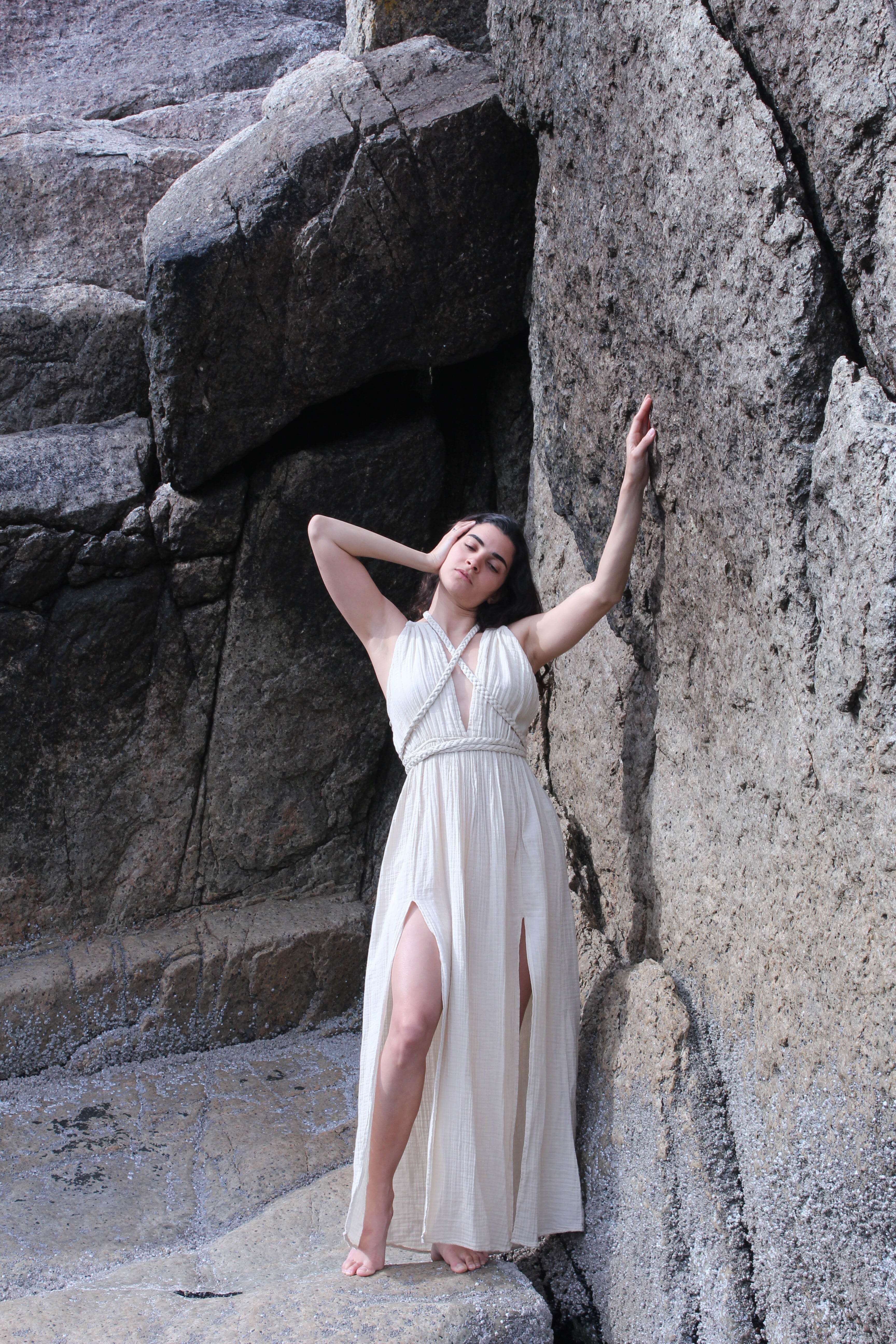 Beige Cotton Breathable Summer Maxi Dress – Organic Elegance for Special Occasions