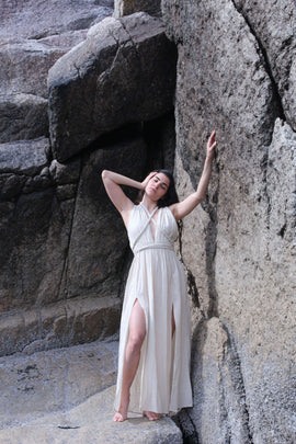 Beige Cotton Breathable Summer Maxi Dress – Organic Elegance for Special Occasions