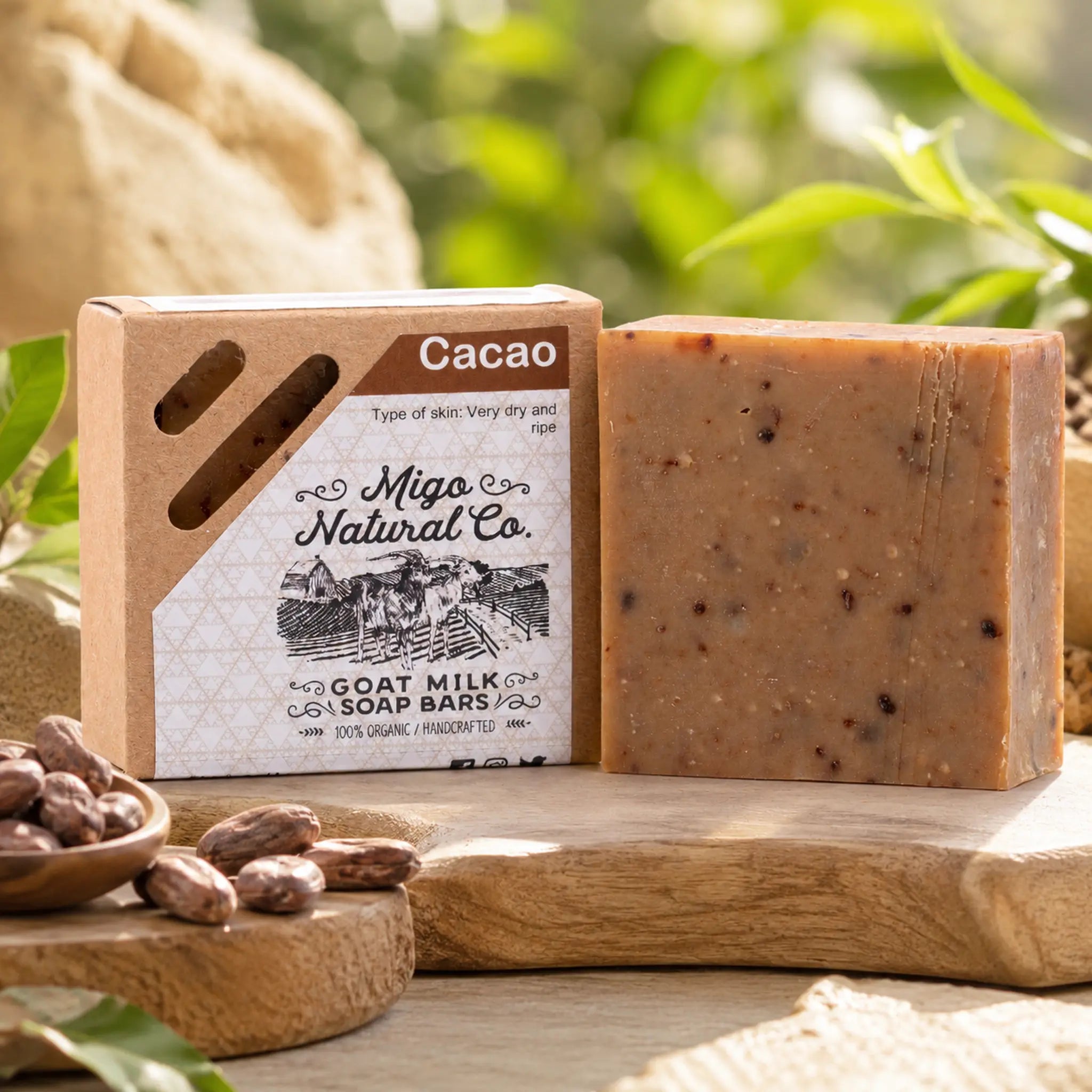 Cacao Goat Milk Soap Bar – Moisturizing Face & Body Cleanser for Very Dry Skin