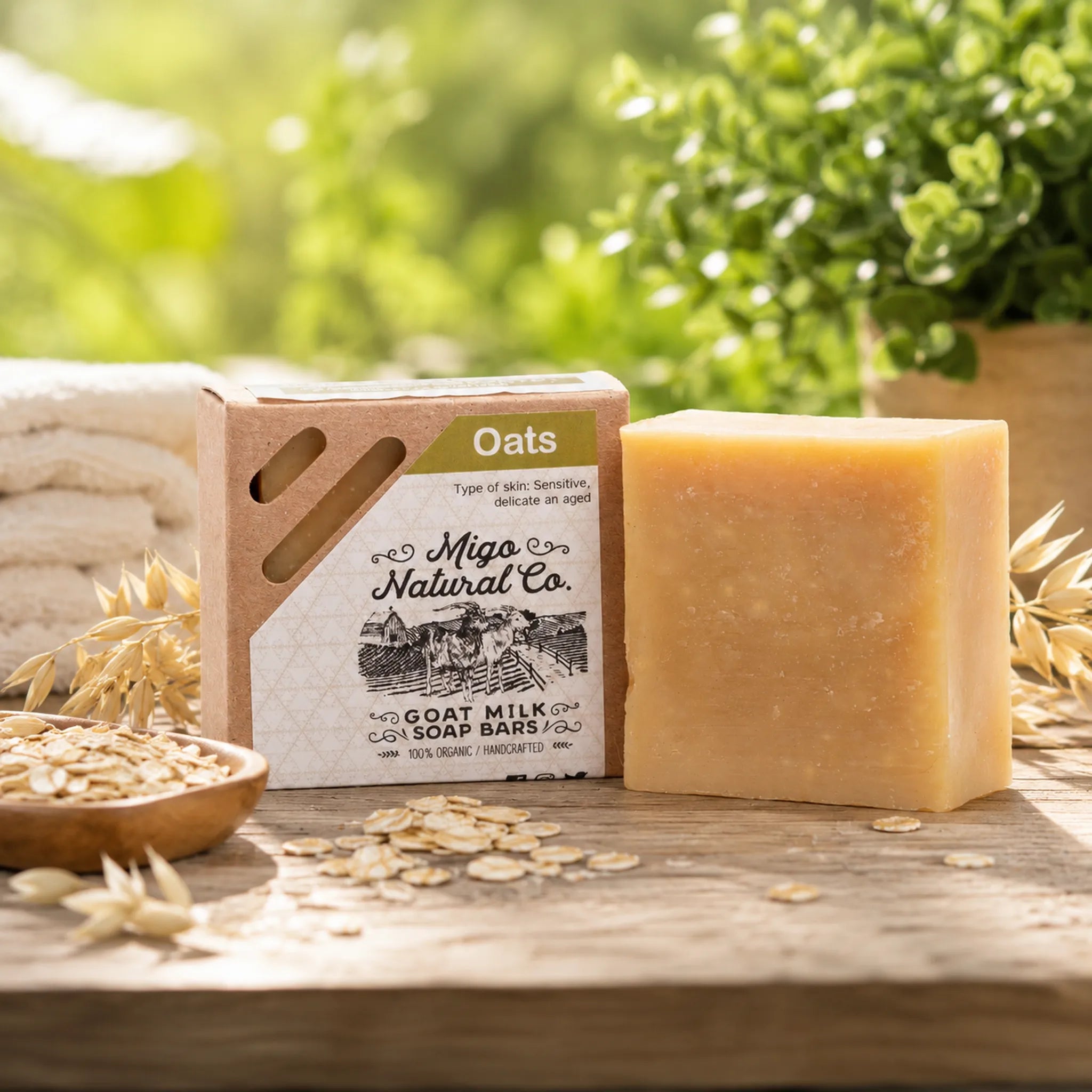Oats Goat Milk Exfoliating Soap Bar – Moisturizing Face & Body Cleanser for Dry Skin