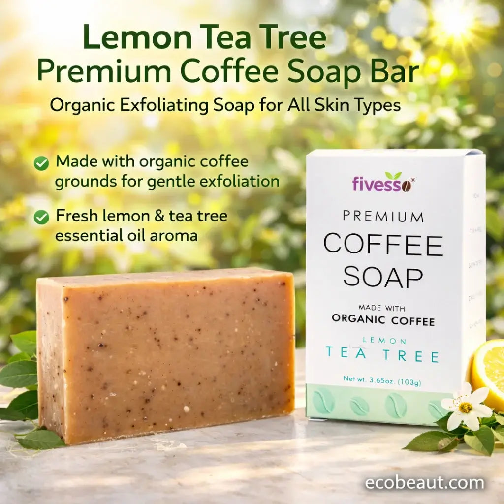 Lemon Tea Tree Premium Coffee Soap Bar – Organic Exfoliating Soap for All Skin Types