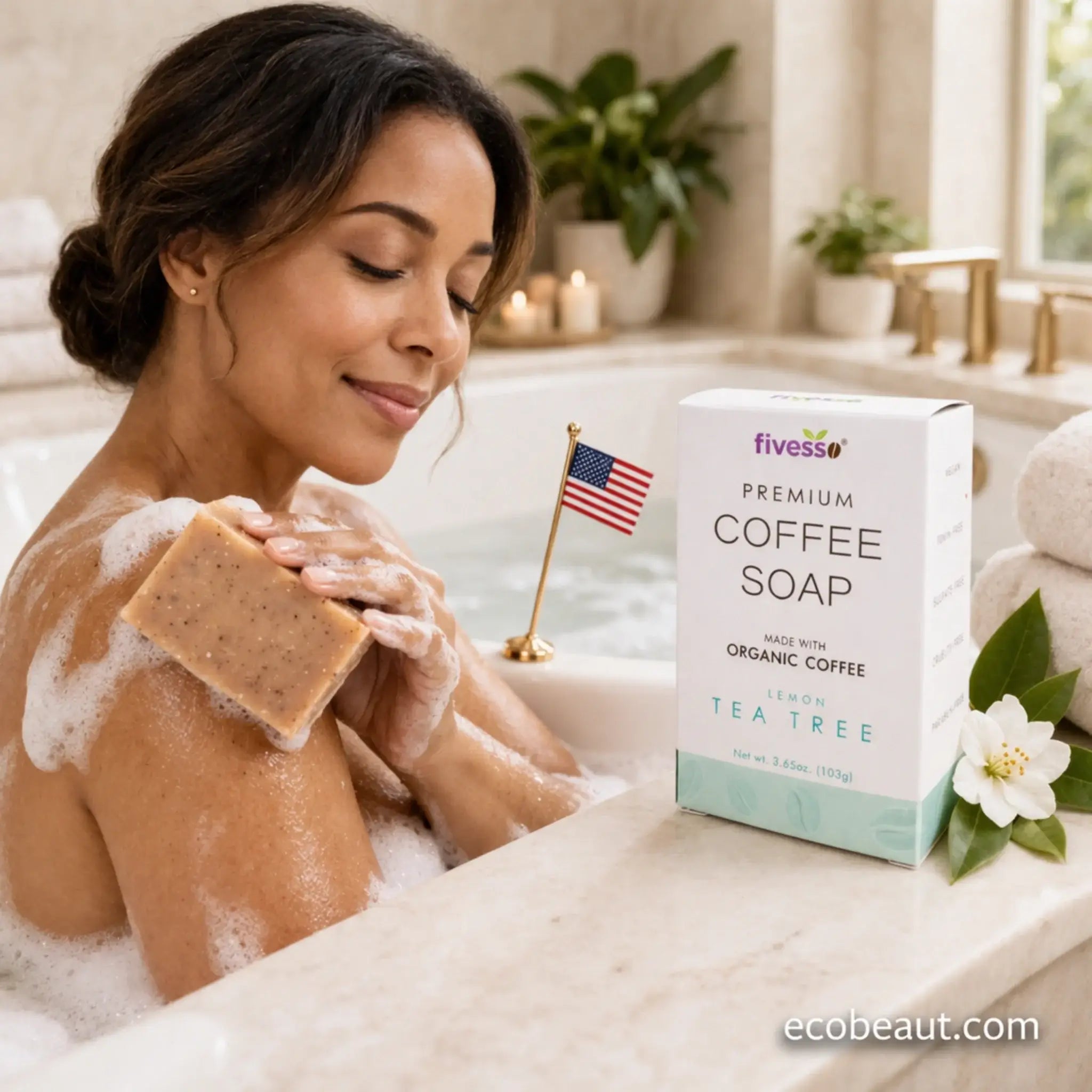 Lemon Tea Tree Premium Coffee Soap Bar – Organic Exfoliating Soap for All Skin Types