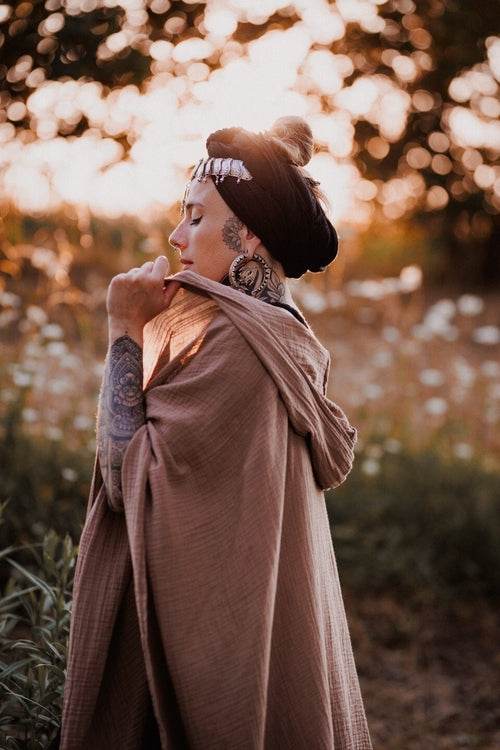 Hooded Black Unisex Cotton Cloak Kaftan – Sustainable and Stylish