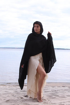 Hooded Black Unisex Cotton Cloak Kaftan – Sustainable and Stylish