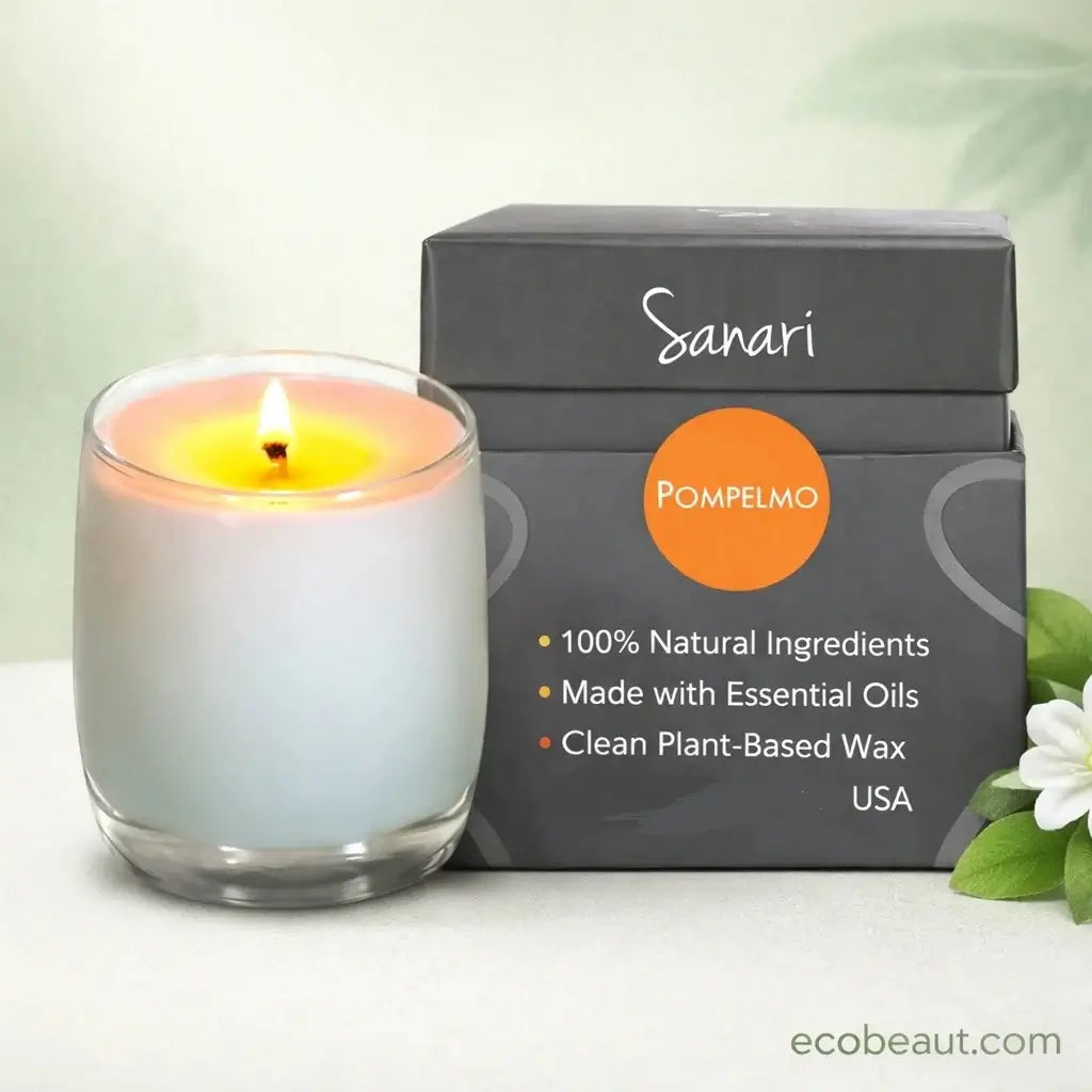 Sanari Pompelmo candle with packaging on a white background
